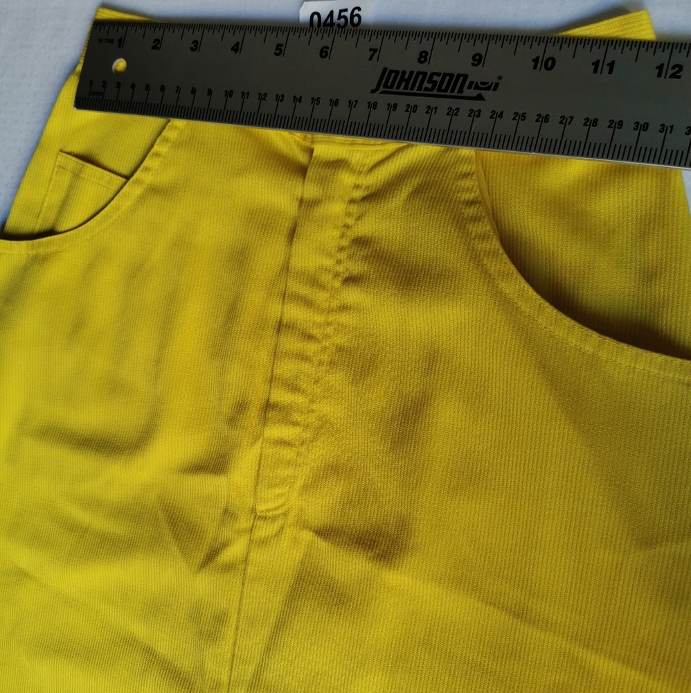 Beeline Women's Midi Skirt, size XS, Bright Yellow, Pencil Skirt w Front Split - Picture 2 of 9